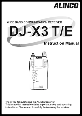 Alinco DJ-X3 T E Transceiver Instruction Manual 52 Pages Operating Guide - Image 1 of 3