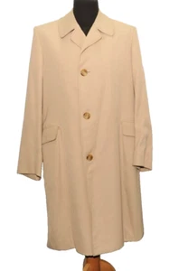 MEN VINTAGE AQUASCUTUM MOD AQUA 5 MAC RAIN COAT SIZE 40'' LONG BEIGE 1970’s - Picture 1 of 16