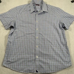UNTUCKit Shirt Mens 2XL Blue White Check Button Up Wrinkle Fit Cotton Slim Fit - Picture 1 of 11