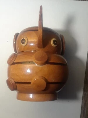 Banco de elefantes de madera años 50 aspecto funky botón pesado orejas en forma de vientre folk 6 x 5 a9 Foto 1 de 4