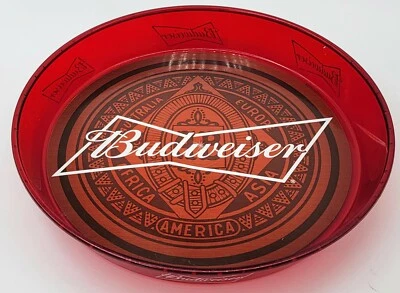 Licensed Budweiser Serving Tray 13" Australia Europe Africa Asia America Int'l  - Image 1 of 4