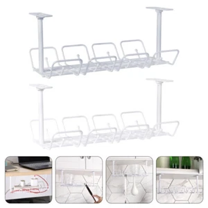 2 Pcs Wire Storage Rack Office Desk Cable Management Tray Standing - Afbeelding 1 van 12