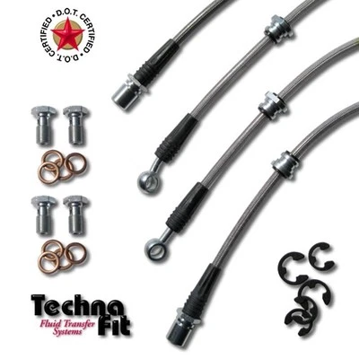 For Subaru Impreza RS Legacy FRONT REAR Techna-Fit Stainless Steel Brake Lines - Image 1 of 3