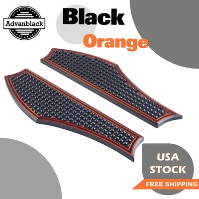 Tableros de piso negros/naranja Vengeance Front Rider para Harley Tourings y Softail Foto 1 de 4