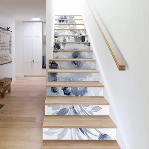 15 PCS Leather Textured Vinyl Peel and Stick Stair Riser Decals, 39.37"x7.09" - Picture 1 of 10