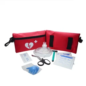 CPR / AED Defib Resus / Prep Kit with red canvas storage pouch. - Bild 1 von 1