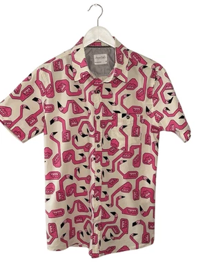 Sovereign Code pink flamingo short sleeve button down shirt - M - Image 1 of 4