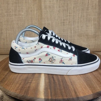 Vans Old Skool Tenis Florales Negro Blanco Gamuza Lona Para Mujer 8.5 Zapatos de Skate Foto 1 de 4