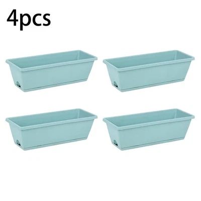 4PCS Rectangular Plastic Window Boxes for Flower and Vegetable Planting - Image 1 of 4