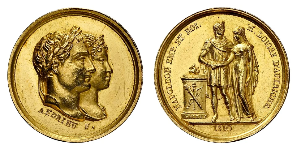 FRANCE. Napoleon I 1810 Gold Marriage Medal. NGC MS62. Bramsen 956; Julius 2265 - Image 1 of 1