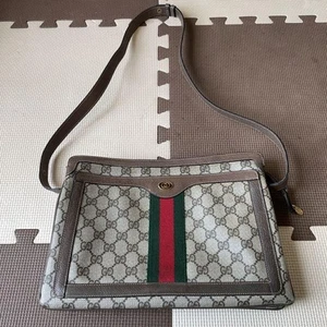 GUCCI Old Gucci Sherry Line Shoulder Bag PVC GG pattern beige brown used Italy - Bild 1 von 12