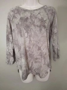 Graues Batik-Damenoberteil 3/4-Arm Wochenende weich sportlich Freizeit Gr. M - Bild 1 von 6