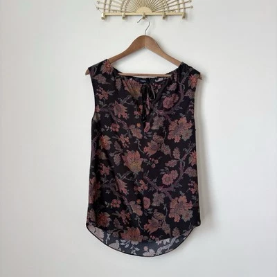 Blusa Theory Alamay Morris Pequeña Seda Floral Sin Mangas Foto 1 de 4