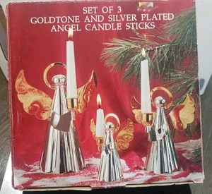 Juego de 3 candelabros Godinger Angel enchapados en plata tono dorado graduados - Imagen 1 de 5