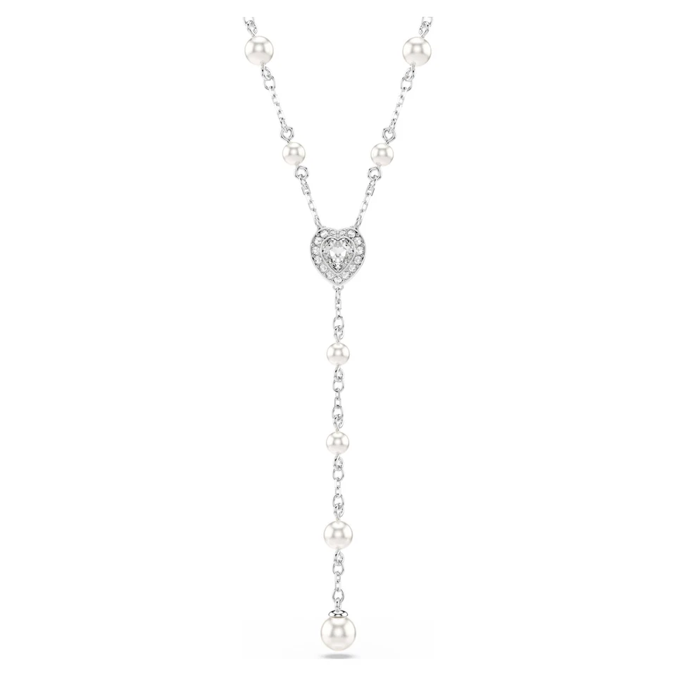 Swarovski Ariana Grande X Necklace Crystal Pearl Heart Rhodium plated 5720855