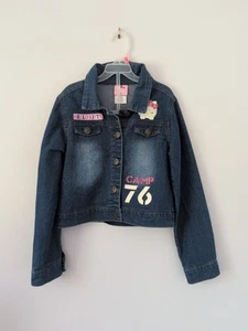Hello Kitty By Sanrio Girl’s Blue Cropped Buttoned Denim Jacket(Size Small 6/6X) - Picture 1 of 3
