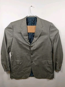Brioni Men's Blazer 48L Blue Check Houndstooth Wool Silk Sport Coat Jacket - Picture 1 of 13