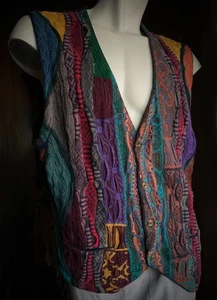 Coogi Australia Sweater vest w/pockets tagged XL, suede back - Picture 1 of 7