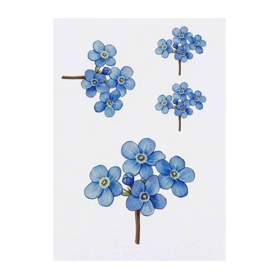 AZEEDA 4 x 'Forget Me Not Flowers' Temporary Tattoos / Transfers (TO00088522)