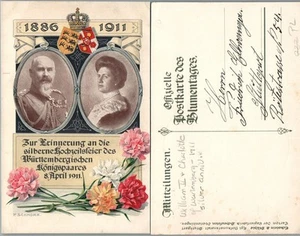 POSTAL ANTIGUA 1911 - REY WILHELM II Y REINA CHARLOTTE de WUETTEMBERG - Imagen 1 de 1