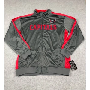 Washington Capitals NHL Mens Jacket Gray Red Shiny Full Zip Applique 2XT New - Picture 1 of 10