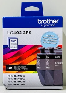 New Genuine Brother LC402 Black 2PK Ink Cartridge Box - Picture 1 of 2