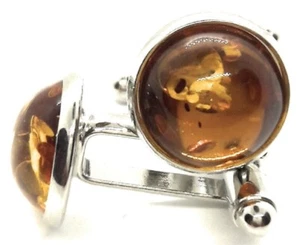 GENUINE BALTIC AMBER CUFFLINKS - Picture 1 of 5