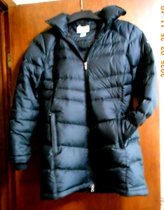 Wintermantel Damen schwarz, Columbia, daunengefüllter Kunstfellbesatz an Kapuze, Gr. M - Bild 1 von 3