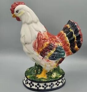 Vintage 1998 CBK LTD. Rooster 10" Statue Figurine Hand Painted Ceramic Farmhouse