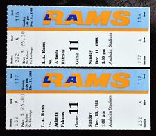 Two 1988 Los Angeles Rams Game Tickets vs Atlanta Falcons. FULL Tickets.