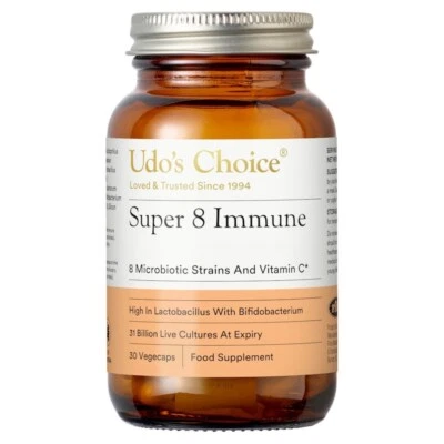 Udo's Choice Super 8 Immune 30 VegeCaps with 8 Microbiotic Strains+Vit C