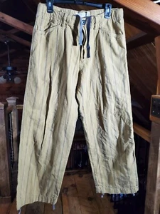 American Eagle Womens Pants 32x30 Striped 100% Cotton Khaki Drawstring Resort - Picture 1 of 14