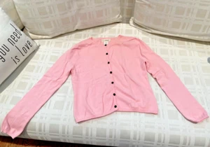 KC Parker Cardigan Sweater Girls Size 12 Pink with Black multifaceted Buttons - Picture 1 of 8