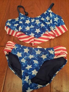 Justice Bikini Patriotic American Flag EUC Size 7 - Picture 1 of 3