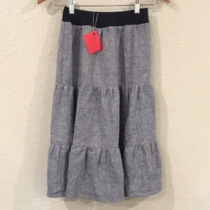 Skirt 100% Cotton Girls Sz M 8 Blue Chambray Ruffle Tiered Maxi Mom & Pop's Kids - Picture 1 of 8