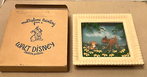 rare BAMBI & THUMPER Walt Disney Multiplane Painting COURVOISIER No. 5 in BOX