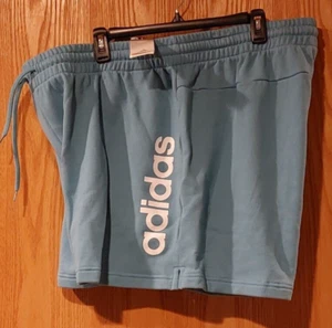 Women's Plus Adidas Linear French Terry Shorts sz 3X HZ2277 Preloved Blue-4918 - Picture 1 of 4