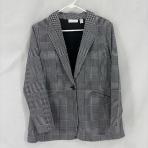 Susan Graver Medium Petite Schwarz Weiß Blazer Hahnentritt Business Büro Arbeit - Bild 1 von 8