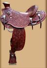 Western /Premium Leather Full Carved Trail Pleasure Horse Saddle 16"