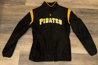 Women’s PITTSBURGH PIRATES Majestic BLACK Full Zip THERMA BASE Jacket Coat Med. - Image 1 of 4