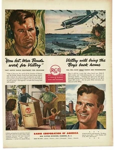 1944 RCA Supplies Radios For Invasion US Navy Corsair art WWII Vintage Print Ad - Picture 1 of 1