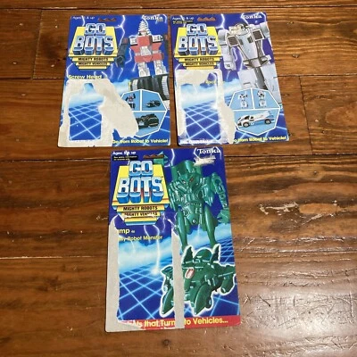 Lot of 3 Tonka Go Bots Card Backs Only Vamp Screw Head Crasher Cardboard package - Image 1 of 4