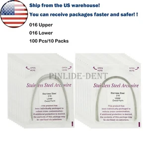 US 100pcs Dental Orthodontic Arch Wire Stainless Steel Round Ovoid Form 016 U/L - Picture 1 of 10