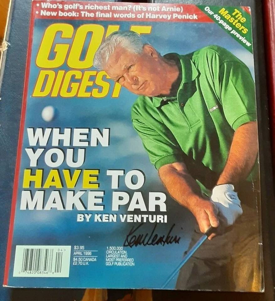Ken Venturi US Open Чемпион Гольфист HOF С АВТОГРАФОМ Журнал Golf Digest - Изображение 1 из 1