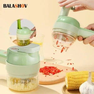 4in1 Electric Vegetable Cutter Set Handheld Wireless Garlic Masher Food Grinder - Picture 1 of 24