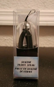 Reusable Silicone Straw With Travel Case And Cleaning Brush Black - Picture 1 of 2