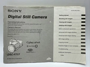Sony Operating Instructions / Instruction Manual for Cyber Shot DSC-F717 - Picture 1 of 5