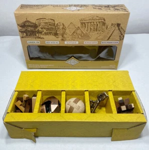 True Genius Curated Collection: 5 Brainteaser Puzzles Wood & Metal Ancient Art. - Picture 1 of 7