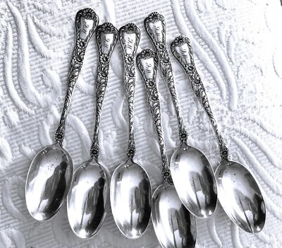 Antiguo GORHAM MARGUERITA 1901 Cucharadianas Mono FLORALES EDUARDIANAS Lote de 6 Foto 1 de 4