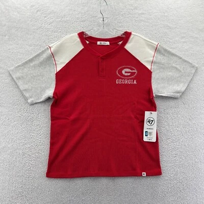Georgia Bulldogs Shirt Womens Small Red Henley '47 Brand NCAA College Knit New - Image 1 of 4